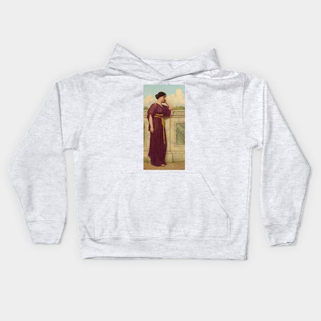 Soft Falls The Eventide by John William Godward Kids Hoodie by Classic Art Stall